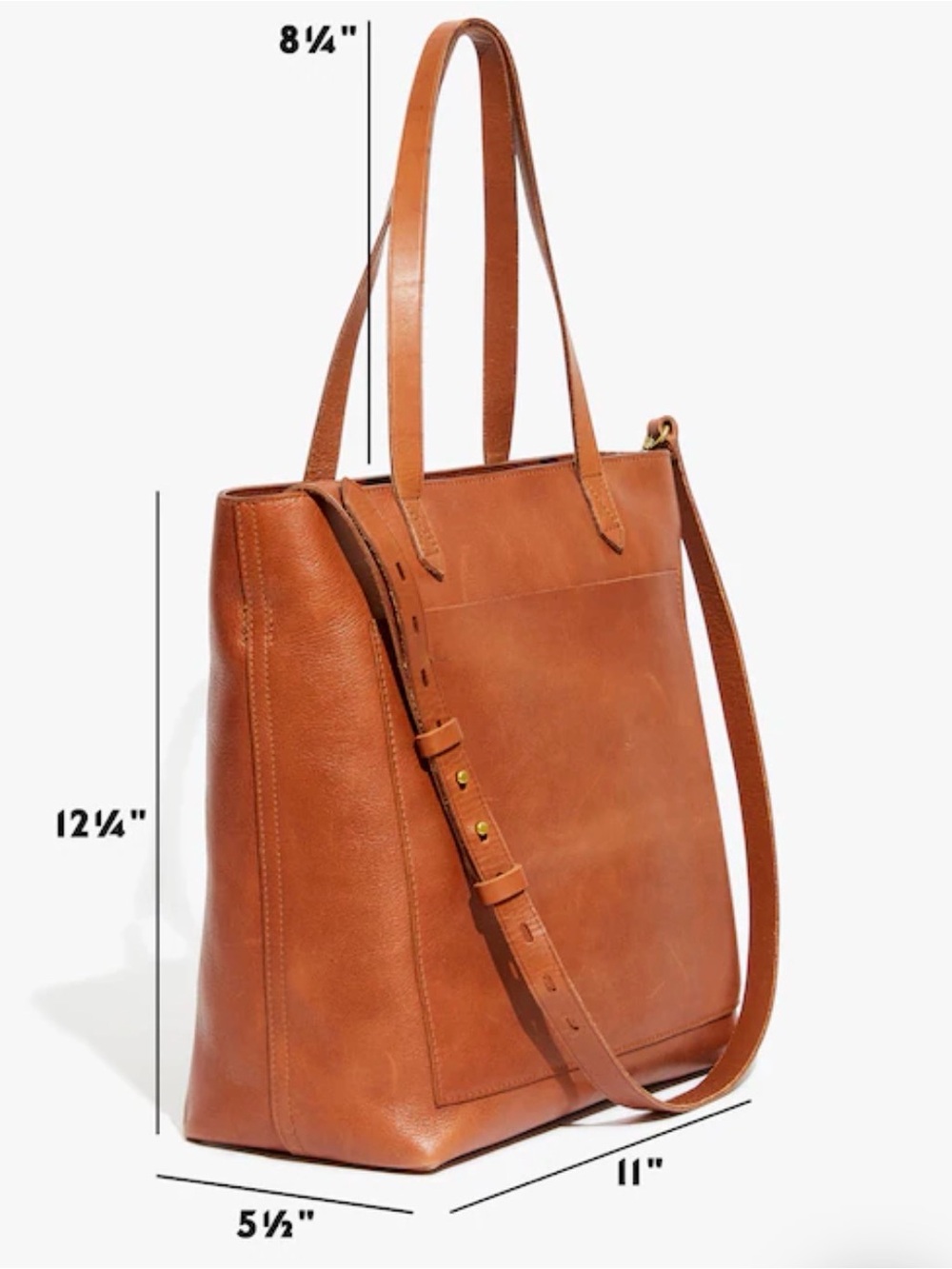 Madewell 100% Cows Leather Transport Tote Tan Medium - Picture 2 of 10